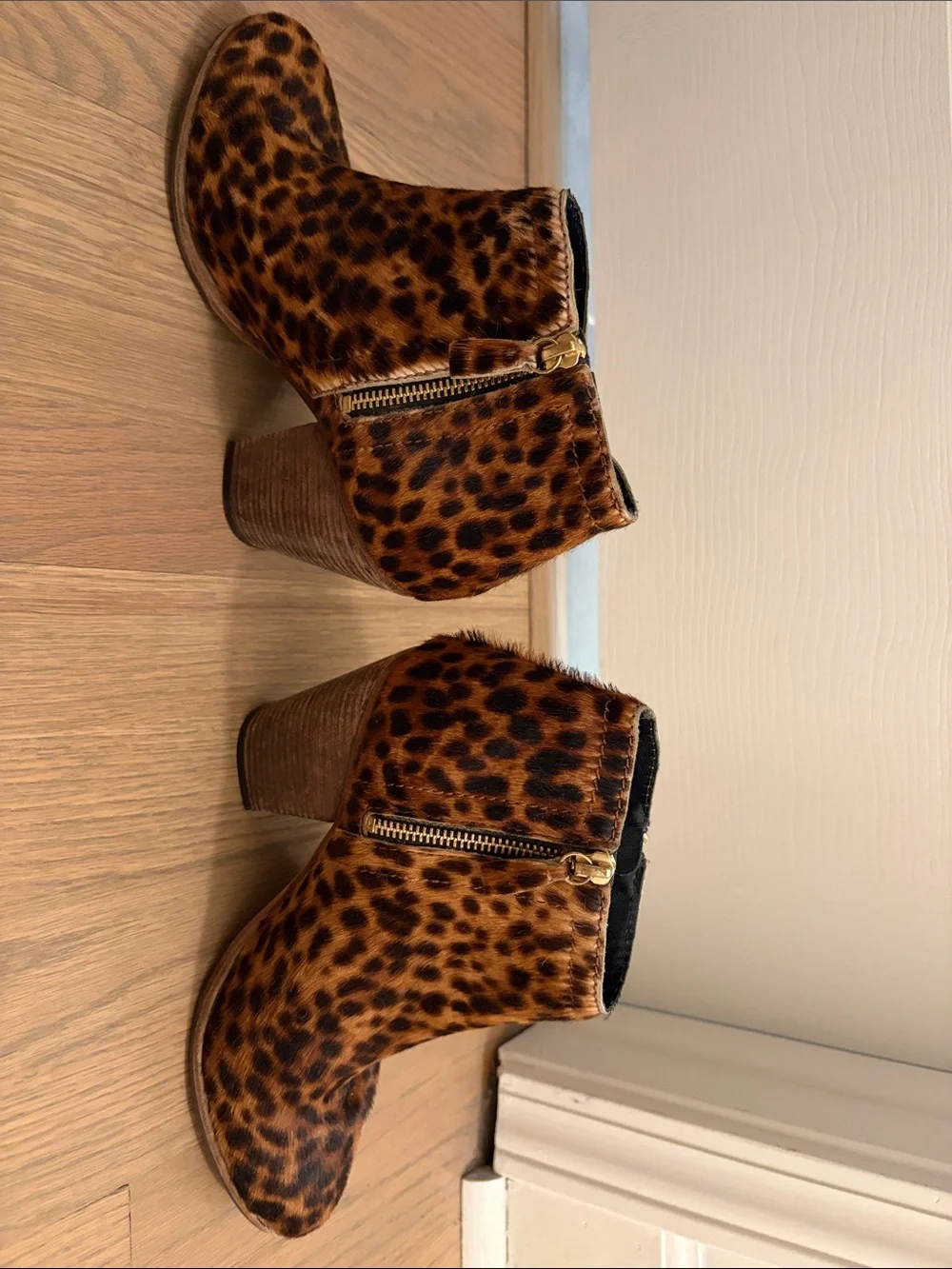 Boden Hoxton Leopard Calf Hair Ankle Boots